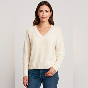 Women's Cream V-Neck Sweater